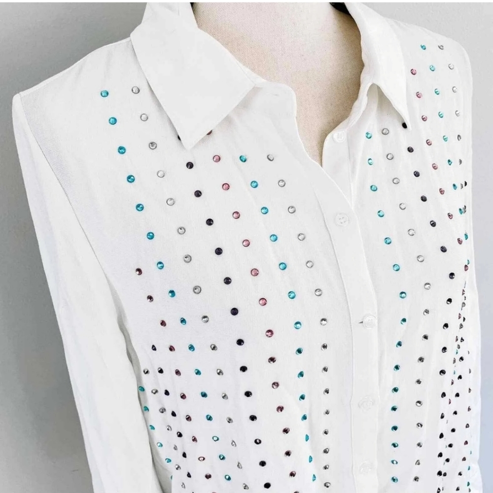 Rhinestone Studded Button Up - Picture 3 of 7